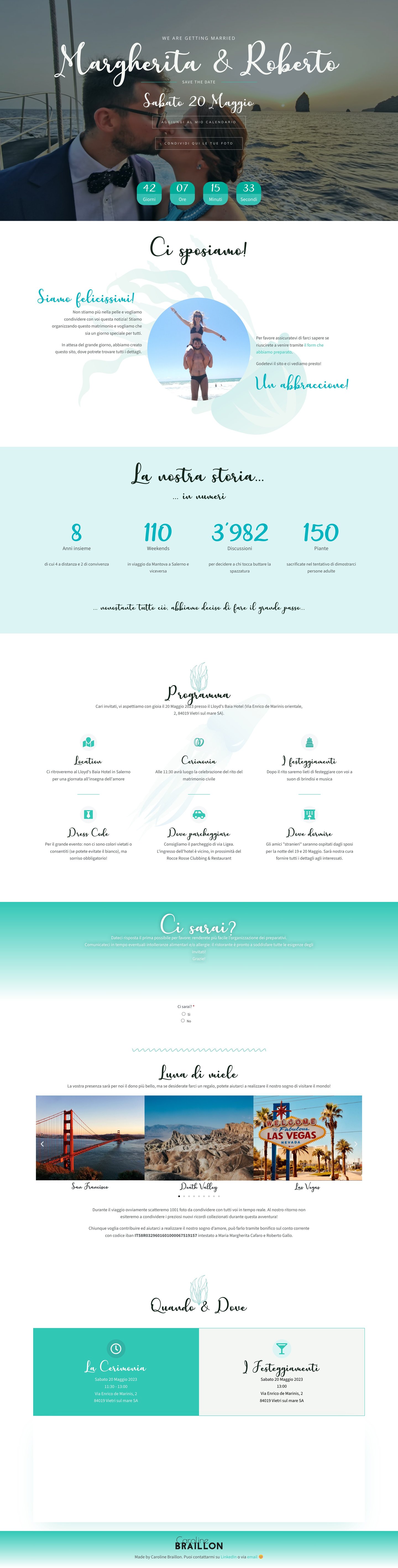 Margherita and Roberto wedding website on desktop