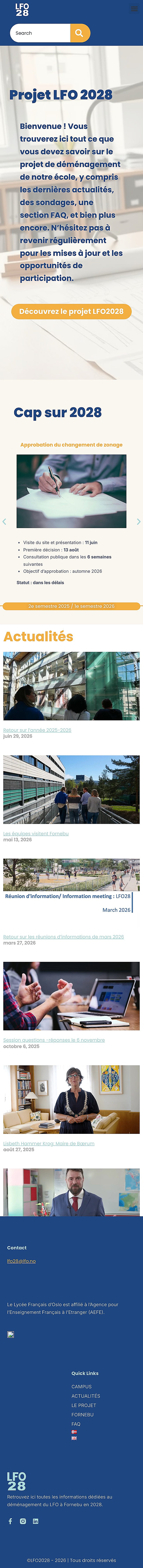 LFO28 website homepage on mobile